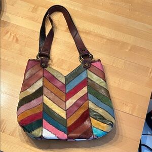 Lucky Brand Vintage Multicolor Chevron Shoulder Bag